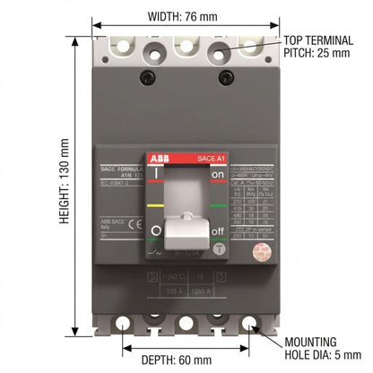 ABB SACE 125A 3P Industrial Circuit Breaker MCCB 125AF 100KAIC 220V SACE A1N125AF-3P125A