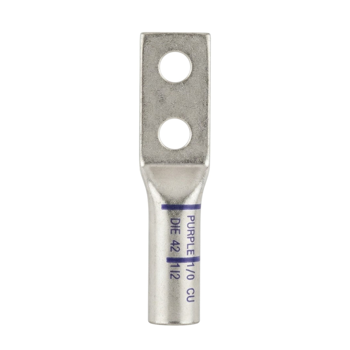 Pennunion AWG 1/0 Terminal Lugs Double Hole 50mm Long Barrel 5/16 Stud Size Crimp Type (BBLU-1/0D)