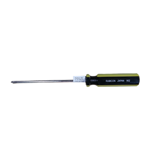 5 inch Philips screwdriver Rubicon with black and yellow handle marked Rubicon Japan 902