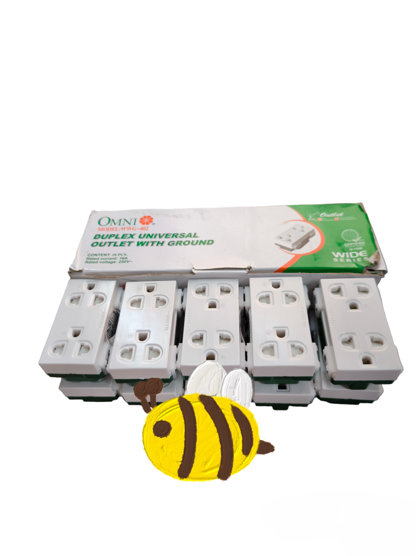 Omni Duplex Universal Outlet with Ground Device 16A 250V WWG-402(10PCS)