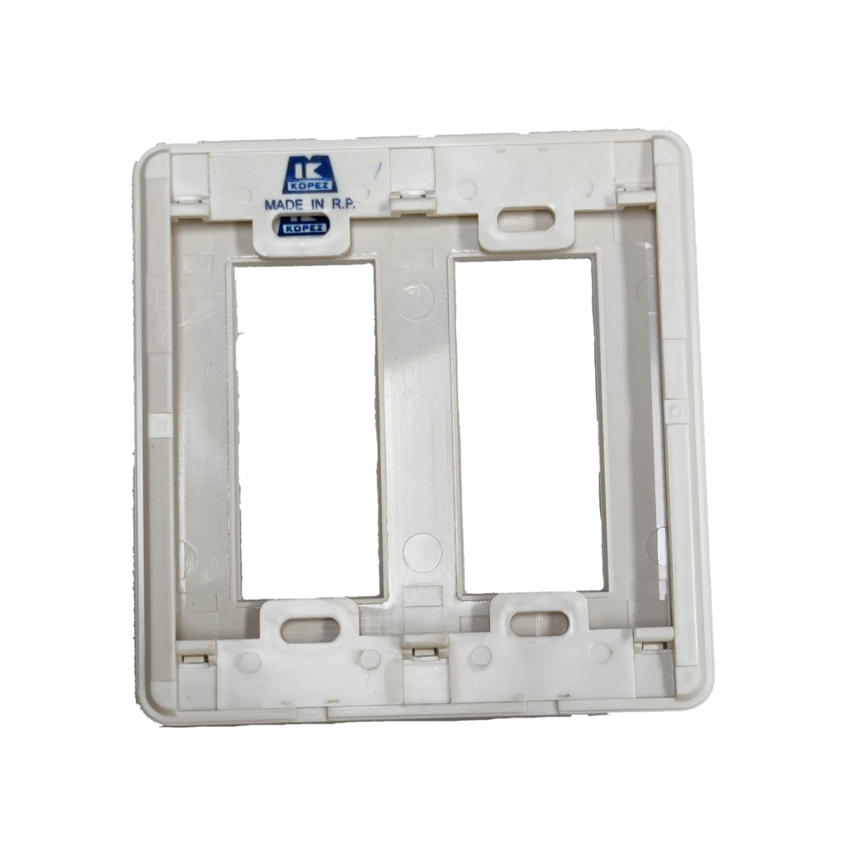 Kopez 6 gang switch plate cover in white, designed for multiple switch configurations