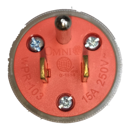 Omni Electrical Rubber Plug Flat Pin with Ground 15A 250V Transparent WPR-103