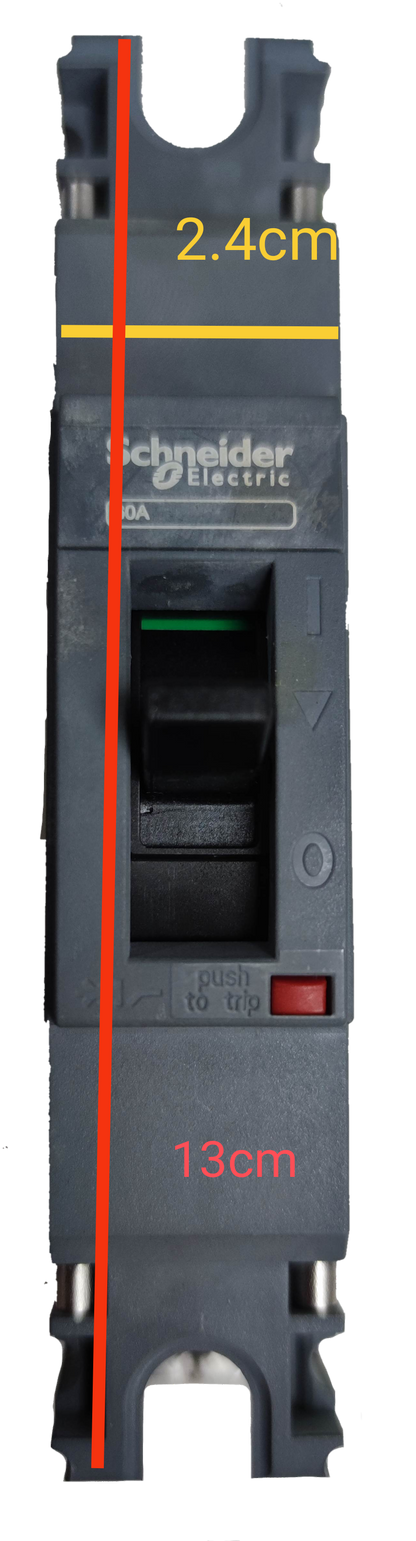 Schneider 60A 1 Pole Industrial Circuit Breaker 25KAIC with black body and toggle switch