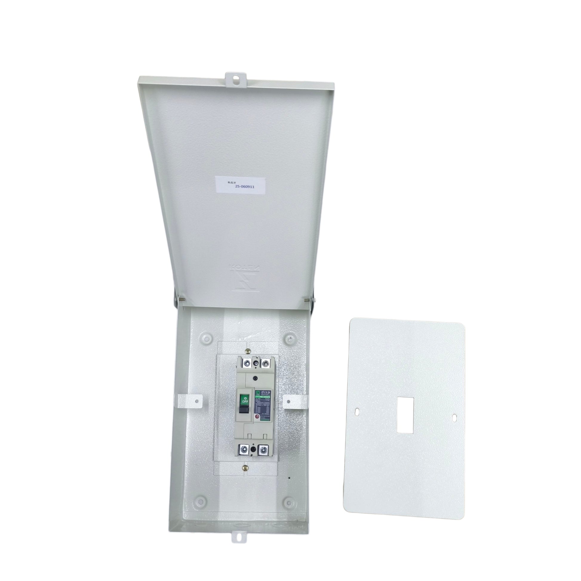 Koten 60A MCCB industrial circuit breaker with a protective cover and control panel