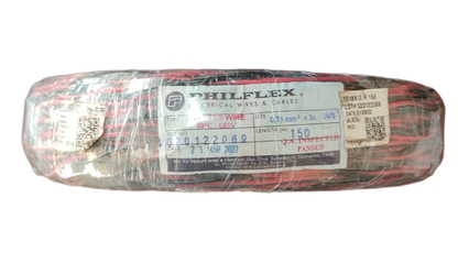 Philflex TF Wire AWG 18/2 (0.75mm/2) Stranded (Hook Up Wire/ Thermoplastic Fixture Wire) Red/ Black Twisted Wire 150 Meters per roll
