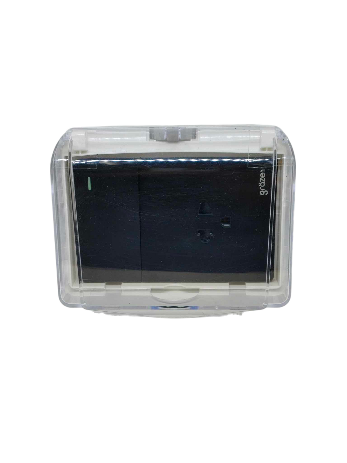 Grazen Weatherproof Plate Cover with 1 Gang Universal Outlet with Ground and 1 Way Switch 16A 220V WC-019-W + GW-007