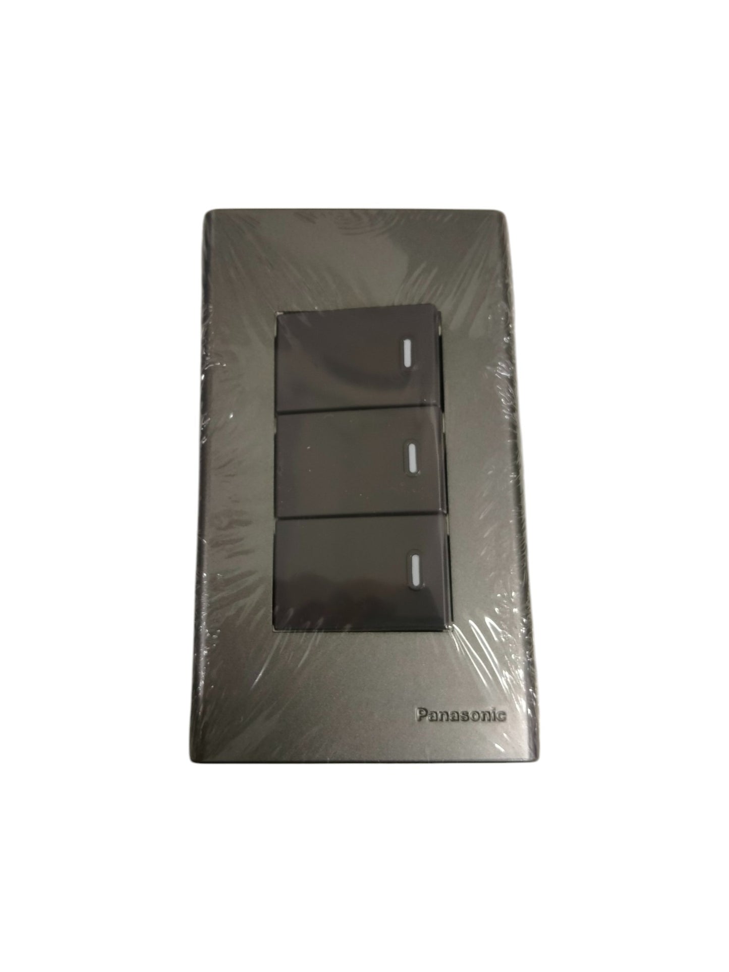 Panasonic 3 Gang 1 Way Switch 16A 250V with Plate Cover Metallic Gray WEG6803MH-1/3XWEG5001HK-5