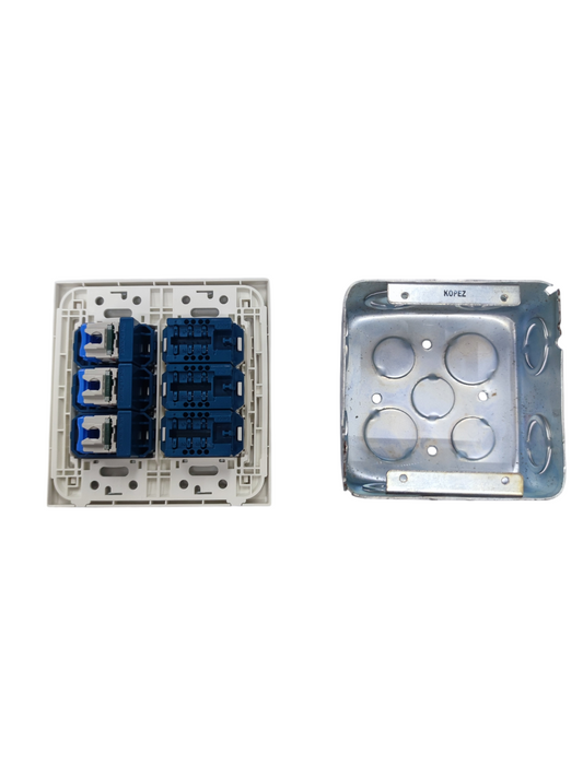 Panasonic 3 Gang Telephone Outlet and 3 Gang CAT6  with Utility Box WEG6806+(3XWEG2164+3XWEG24886)+Utility