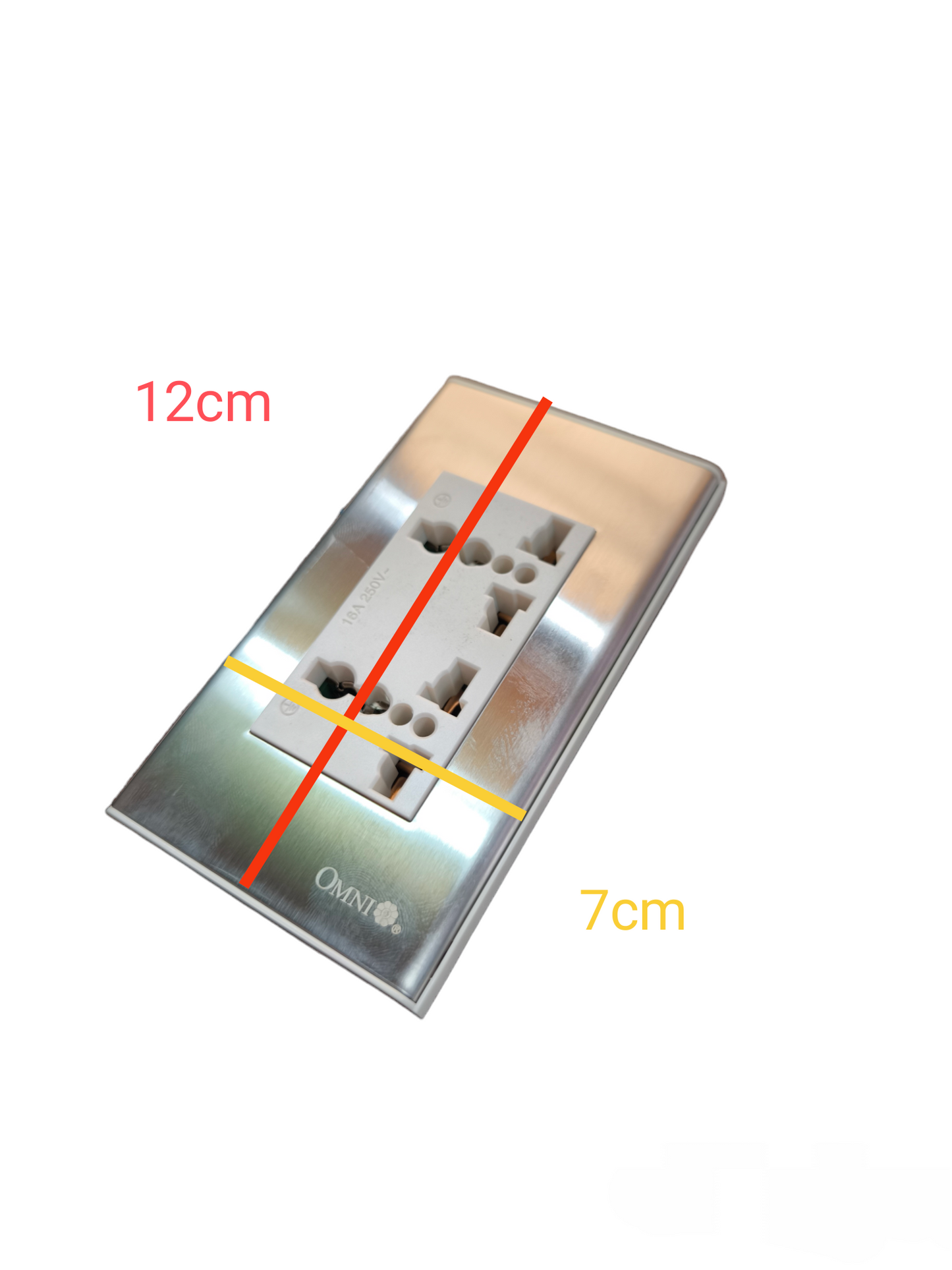 Omni Duplex Universal Outlet with Ground Device and Stainless Plate Cover 16A 250V WWP-113S+WWU-402