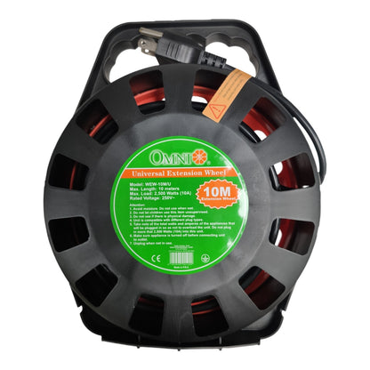 Omni 3 Gang Extension Cord Wheel Type  Universal Outlet with Safety Breaker 10A 220V 10 Meters WEW-10M/U