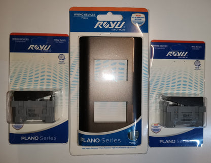 Royu 2 Gang 1 Way Switch with Plate Dark Gray