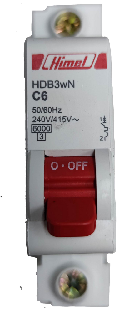 Electx Electrical Supply 6A miniature circuit breaker with red on off switch for electrical safety