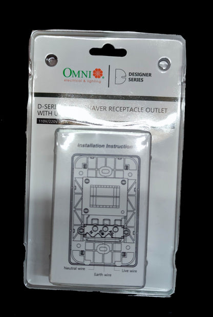 Omni Shaver Receptacle Outlet with Utility Box  68mA 220V 15W, Shaver Outlet 15W 220V with Utility Box