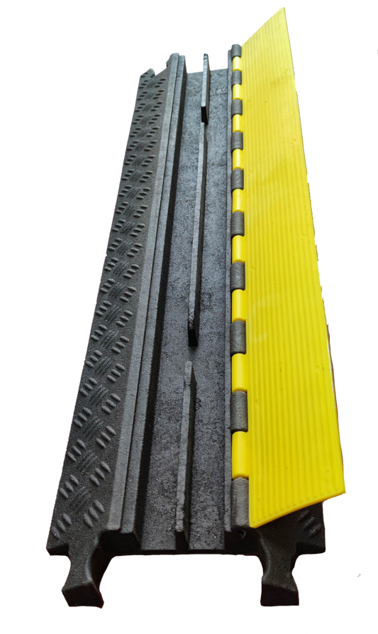 Grippes Ramp Cable Protector 2 Channel, 1 Meter x 27cm x 5cm, Cable Rubber Ramp Can be attached with 90 degrees Bend