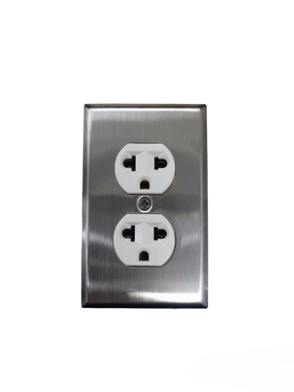 Eagle Duplex Universal Outlet with Ground and Stainless Plate Cover 15A 220V CAT828C/CAT132SSP