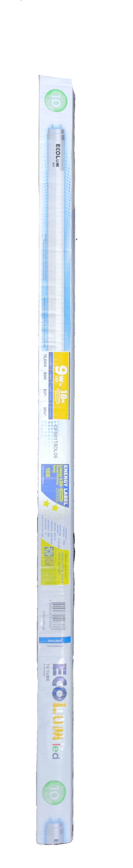 Ecolum 9W LED T-8 Fluorescent Tube Daylight Single Ended 220V