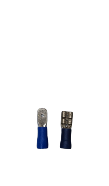 6mm male and female spade lugs with durable insulators for secure electrical connections