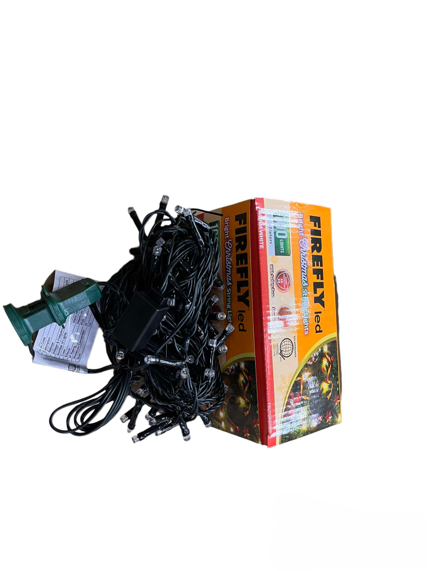 Firefly LED Christmas Light 100 LED Bulbs String Light Green Wire Steady Warm White 3000K 7 Meters 7W 220V Indoor Only  Firefly FXL1110020WW