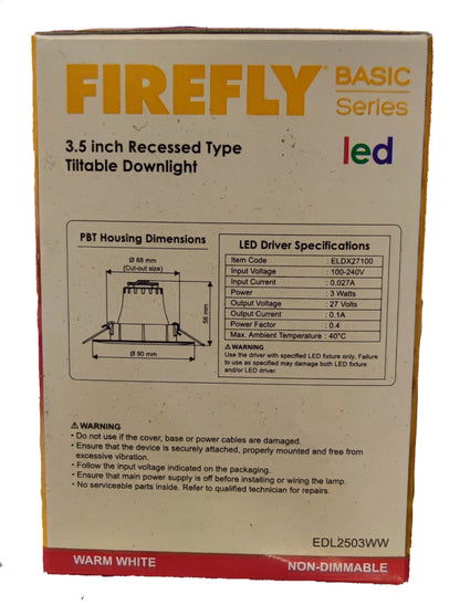 Firefly 3.5 Inches LED Downlight 220V Firefly 3.5" LED Downlight Adjustable 220V, 3.5 Inches Tiltable Downlight Available in Warm White or Daylight 3W Tiltable Downlight 5W Titable Downlight, Swivel Type