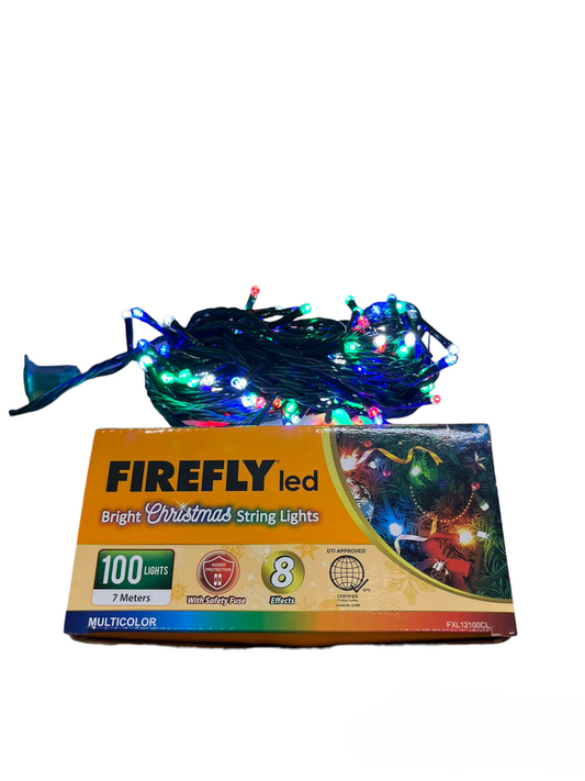 Firefly LED Christmas Light 100 LED Bulbs 7 Meters 7W 220V Multi Color 8 Effects Indoor Only Green Wire max 20 Connections FXL12100CL