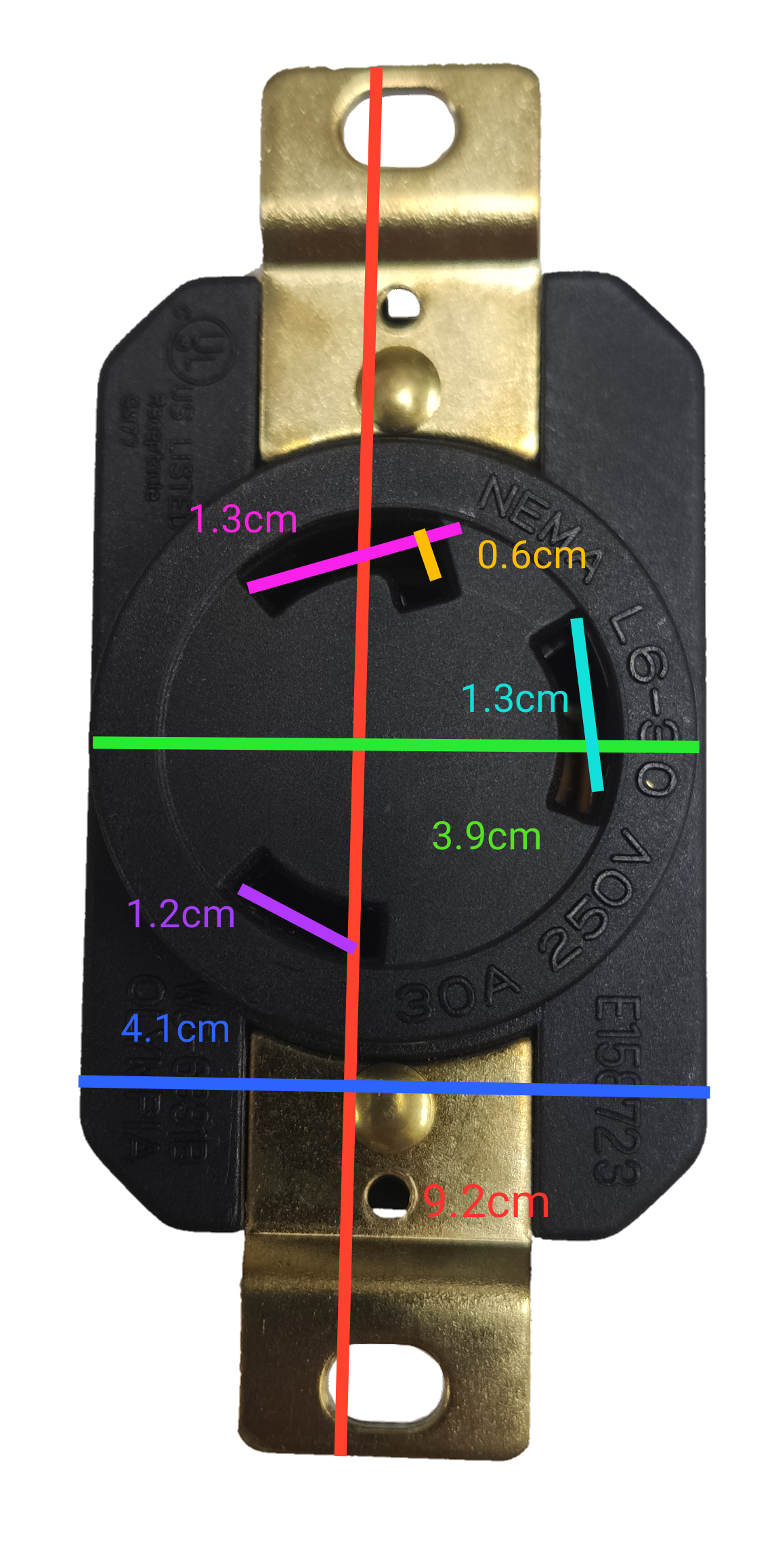 Grippes 30A Twist Lock Outlet 2P+E (3P) 250V (NEMA L6) WJ6331B, Twistlock