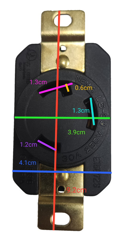 Grippes 30A Twist Lock Outlet 2P+E (3P) 250V (NEMA L6) WJ6331B, Twistlock