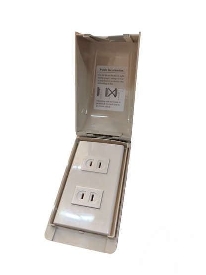 Omni Weatherproof 2 Gang Flat Pin Outlet 15A 250V WPP-601+WWP-112+(WWR-200x2)