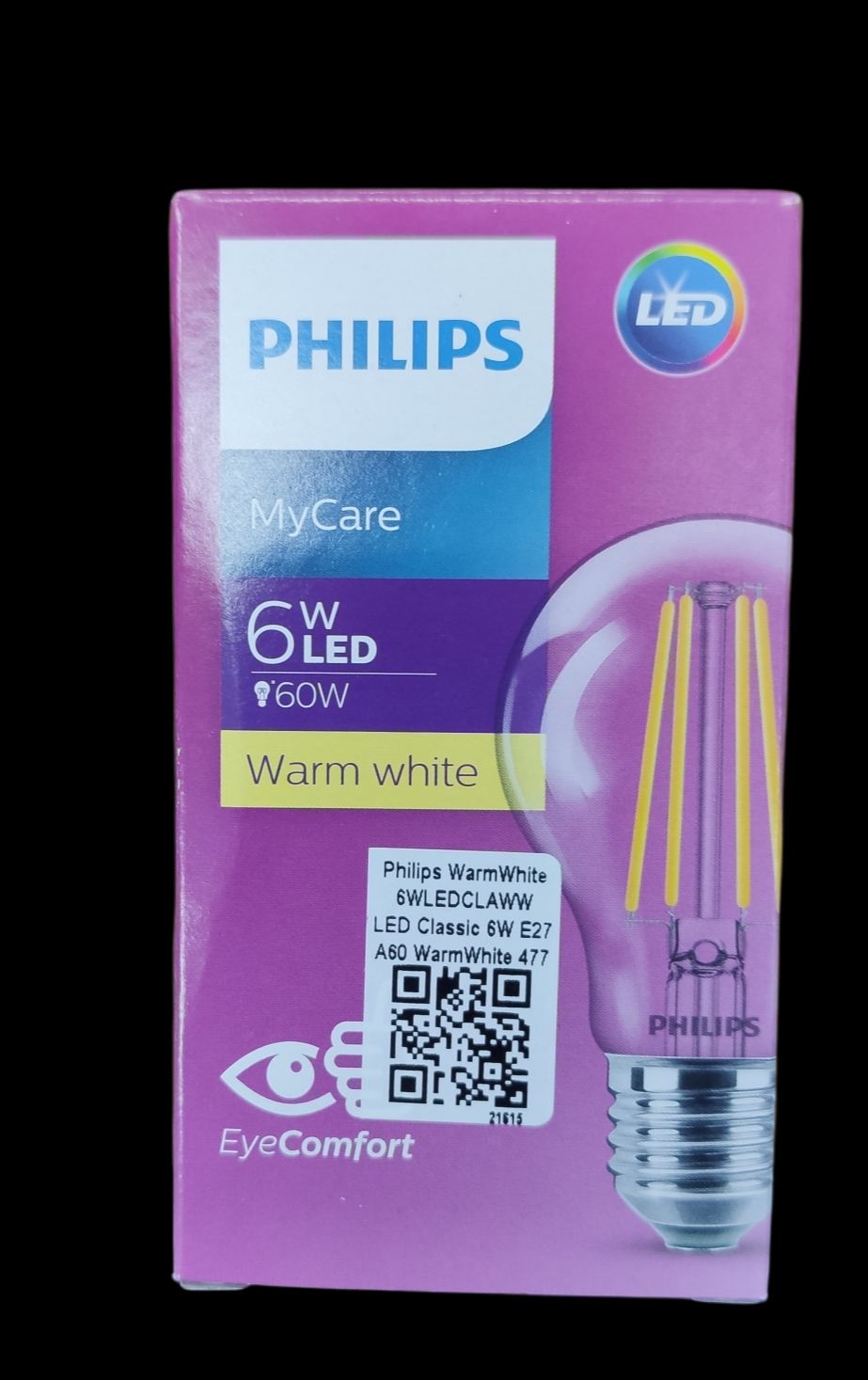 Philips 6W LED Filament Bulb E27 220V Warm White