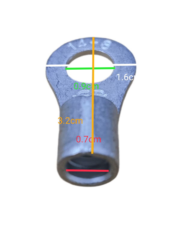 local Terminal Lugs Ring Type Without Insulation 14mm (4Pcs + 4Pcs Free) , Ring Terminal Lugs,  Round Terminal Lugs