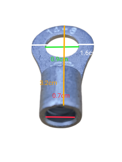 local Terminal Lugs Ring Type Without Insulation 14mm (4Pcs + 4Pcs Free) , Ring Terminal Lugs,  Round Terminal Lugs