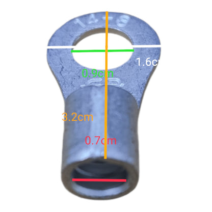 local Terminal Lugs Ring Type Without Insulation 14mm (4Pcs + 4Pcs Free) , Ring Terminal Lugs,  Round Terminal Lugs