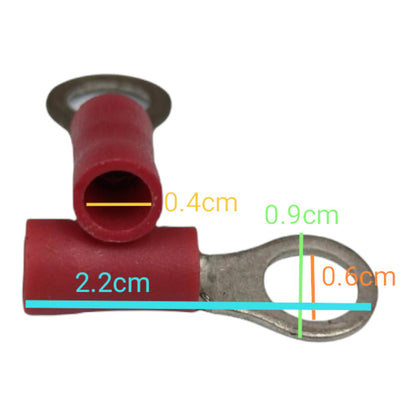 Local Terminal Lugs Ring Type Red Insulation 2.0mm (10Pcs + 10Pcs Free) , Ring Terminal Lugs,  Round Terminal Lugs