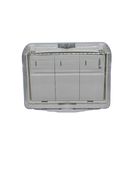 Grazen Weatherproof Cover Transparent with 3 Gang 3 Way Device 16A 220V WC-019-W+GW-005