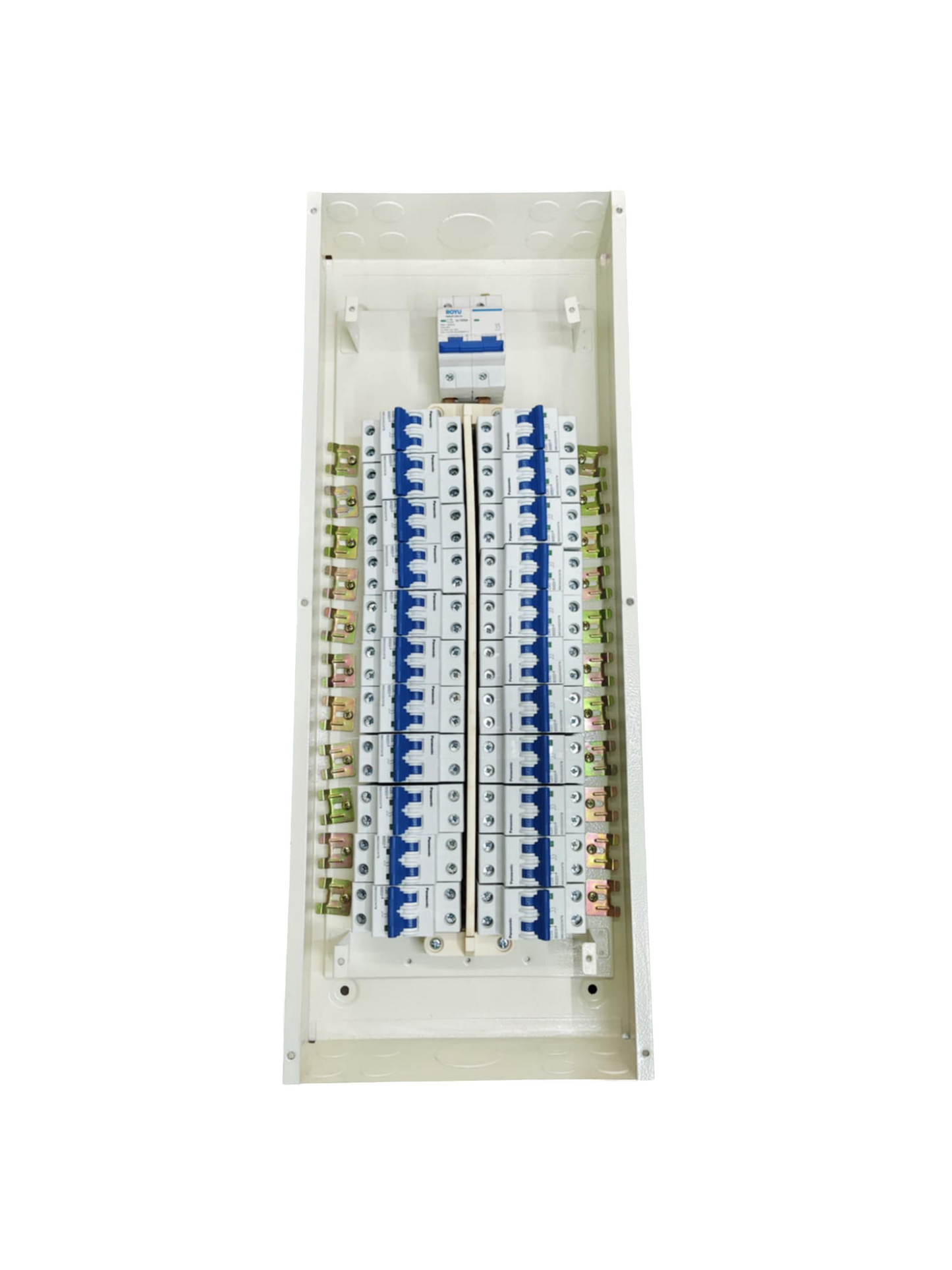 Panel Board 125A 2 Pole Main Chint Miniature Circuit Breaker 22 Branches 2 Pole Panasonic for Miniature 3 Modules Metal Base