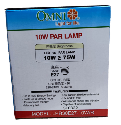 Omni 10W PAR 30 E27 220V Red ( Omni) LPR30E27-10W/R, LED PAR 30 10W E27 220V Red