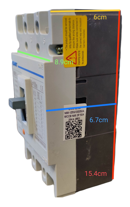 Chint 50A 3 Pole Industrial Circuit Breaker 3 Phase 125AF 25 KAIC 400VAC NM1-125S/3300/50A , Circuit Breakers