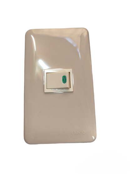 Omni 1 Gang 1 Way Illuminated Switch 16A 250V with Plate Cover WEP-101+WES-214