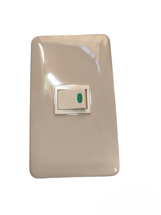 Omni 1 Gang 1 Way Illuminated Switch 16A 250V with Plate Cover WEP-101+WES-214