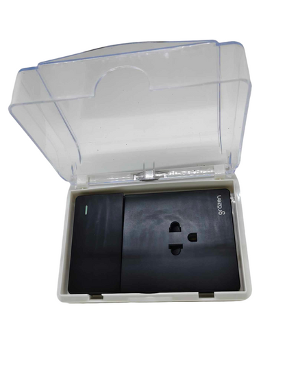 Grazen Weatherproof Plate Cover with 1 Gang Universal Outlet with Ground and 1 Way Switch 16A 220V WC-019-W + GW-007