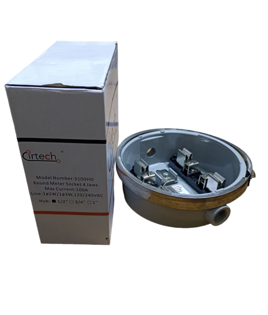 Cirtech Round Meter Base 1/2 ", Electrical Meter Base, KWH Meter Base 4 Jaws