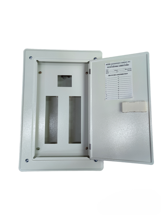 Koten 8 Branches Panel Board for Miniature electrical circuitry with open door and white metal body