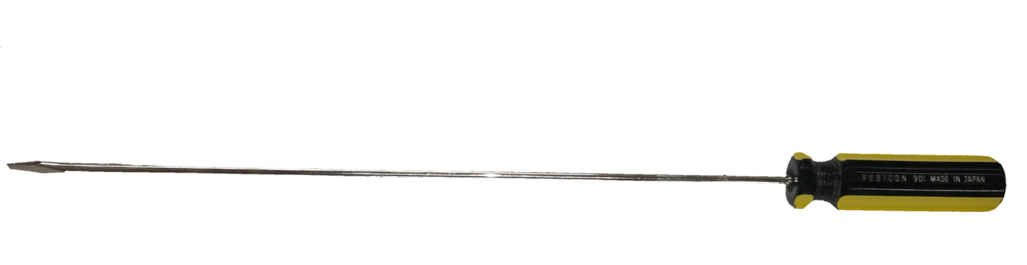Rubicon 8 Inches Flat Head Screw Driver 901 with long metal shaft and black yellow handle