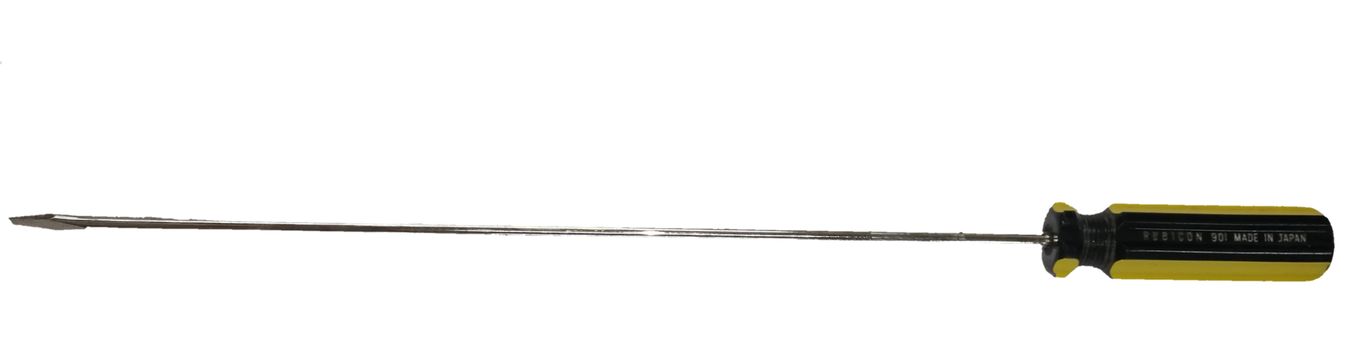 Rubicon 8 Inches Flat Head Screw Driver 901 with long metal shaft and black yellow handle