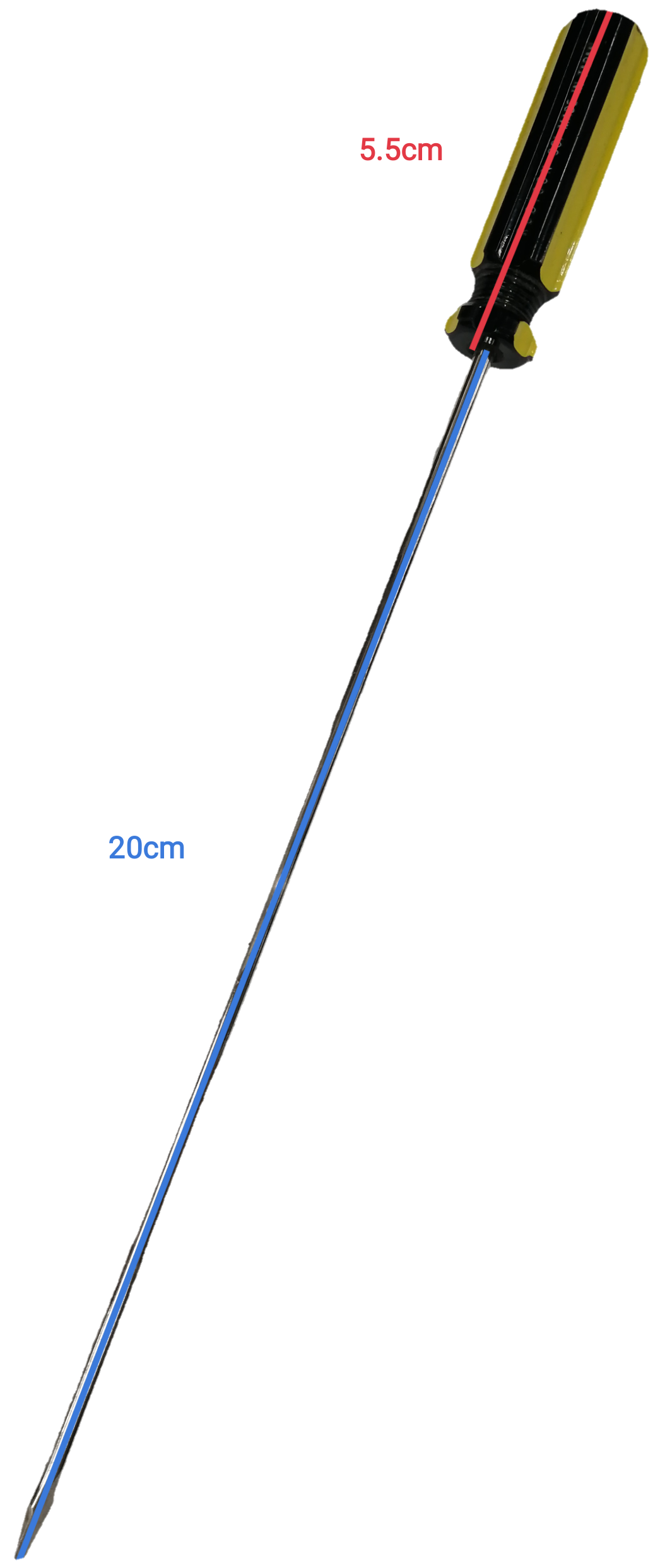 Rubicon 8 Inches Flat Head Screw Driver 901 with black and yellow handle and long metal shaft