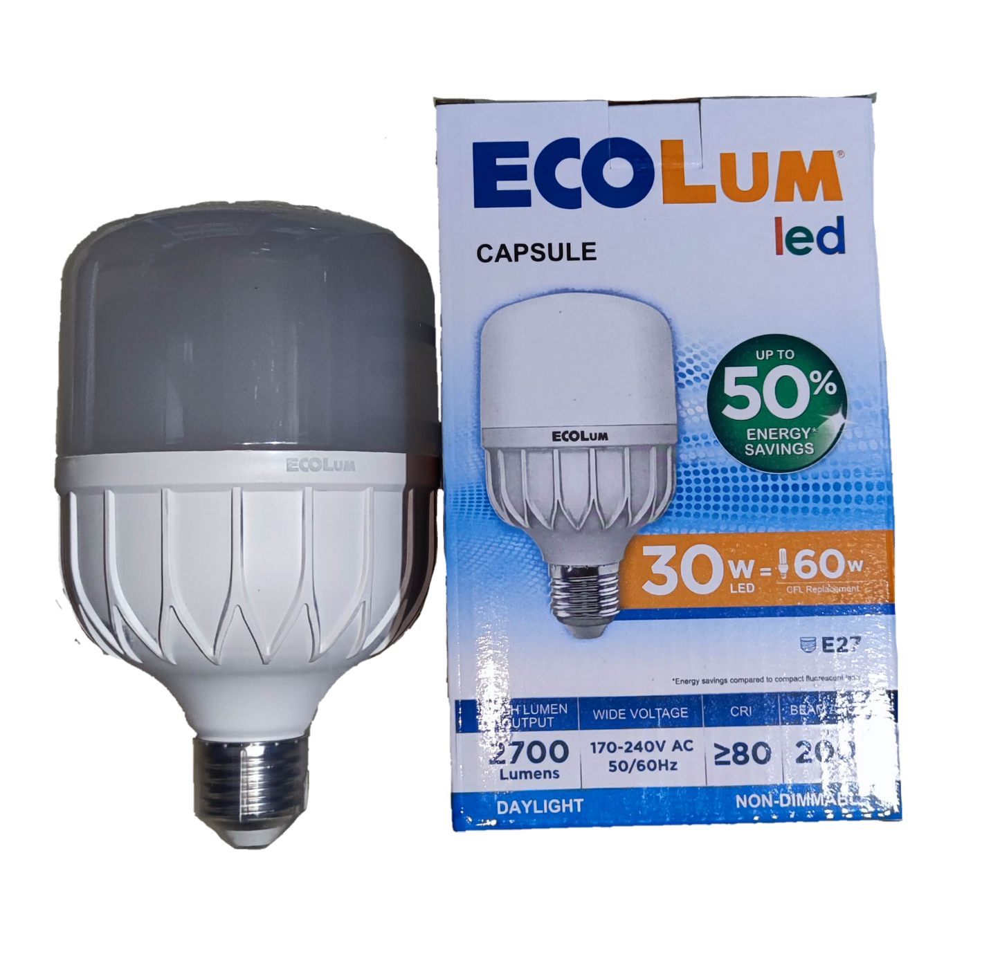 Ecolum 30W LED Bulb E27 Capsule 220V