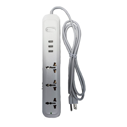 Omni 3 Gang  Extension Cord With 3 USB Outlet 3 Gang Universal Outlet and 3 USB with 1 Main Switch 2500W 2.1A USB 5V USB-303-PK