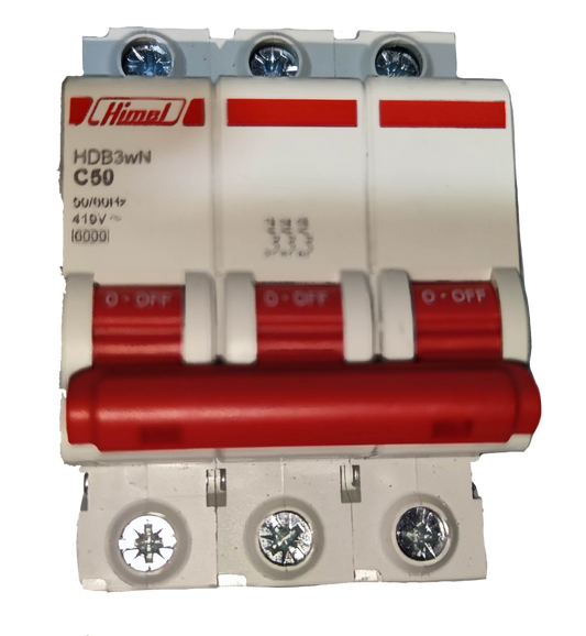 Himel 50A 3 Pole Miniature Circuit Breaker 6 KAIC, 50A 3P 220V Miniature Circuit Breaker HDB3wN3PC50