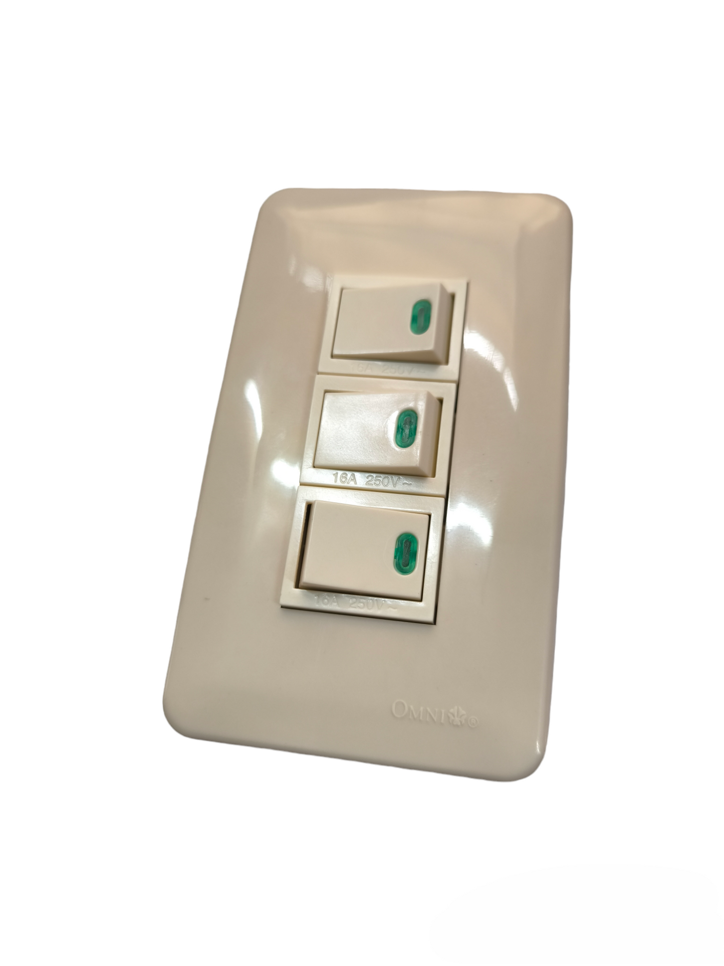 Omni 3 Gang 1 Way Illuminated Switch 16A 250V with Plate WEP-103+(WES-214x3)