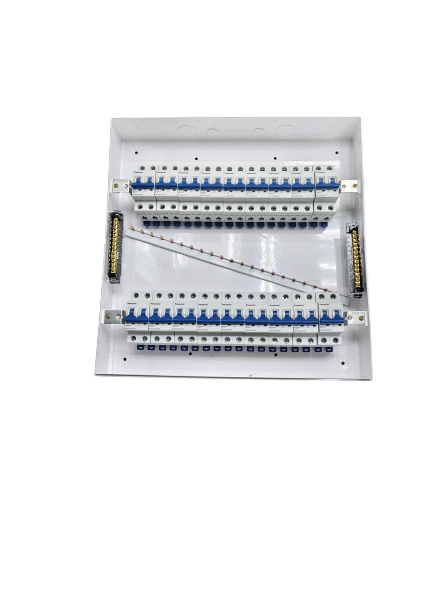 Panel Board 63A 2 Pole Main Miniature Circuit Breaker with 17 Branches 2 Pole  Miniature Circuit Breaker 32 Ways Surface Type Panel Box ZY with 17 Bus Bar 2 Pole (Panasonic Breakers)