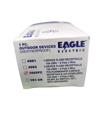 Eagle 2 Gang Weatherproof Outlet Flat Pin Thread Type  15A 250V 3982/902